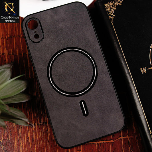 iPhone XR Cover - Black - New Luxury Matte Leather Magnetic MagSafe Wireless Charging Soft Case