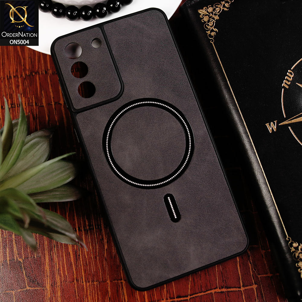Samsung Galaxy S21 Plus 5G Cover - Black - New Luxury Matte Leather Magnetic MagSafe Wireless Charging Soft Case