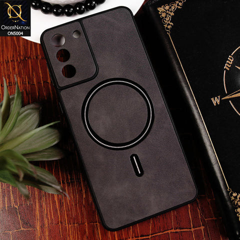 Samsung Galaxy S21 Plus 5G Cover - Black - New Luxury Matte Leather Magnetic MagSafe Wireless Charging Soft Case