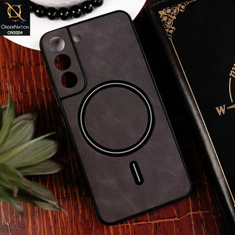 Samsung Galaxy S22 5G Cover - Black - New Luxury Matte Leather Magnetic MagSafe Wireless Charging Soft Case