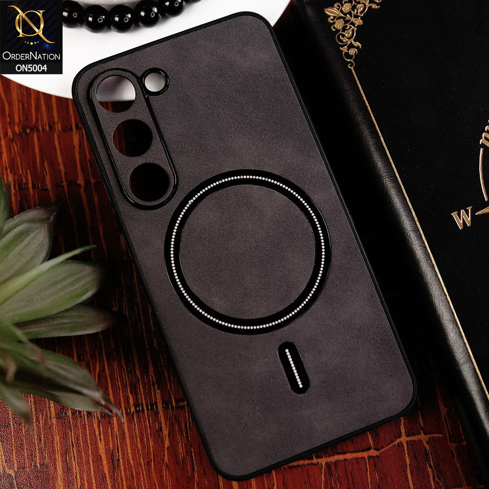 Samsung Galaxy S23 5G Cover - Black - New Luxury Matte Leather Magnetic MagSafe Wireless Charging Soft Case