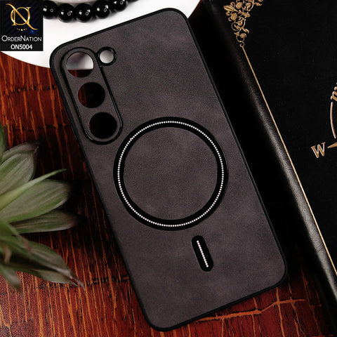 Samsung Galaxy S23 5G Cover - Black - New Luxury Matte Leather Magnetic MagSafe Wireless Charging Soft Case