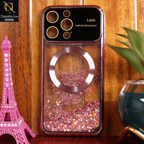 iPhone 14 Pro Max  Cover - Rose Gold - New Luxury Electroplating MagSafe Moving Glitter Soft Case