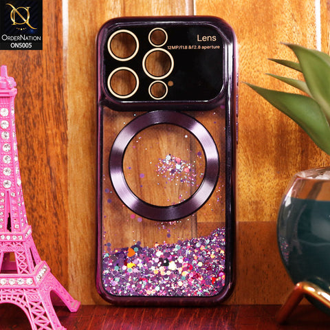 iPhone 15 Pro  Cover - Purple - New Luxury Electroplating MagSafe Moving Glitter Soft Case