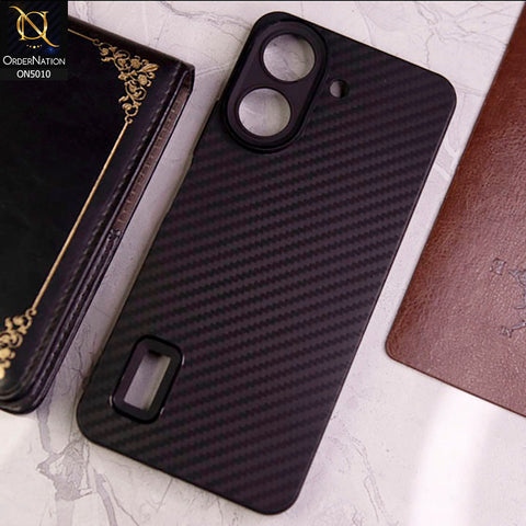 Xiaomi Redmi 13C Cover - Black - New Carbon Fiber Ultra Thin Matte Soft Case With Logo Hole
