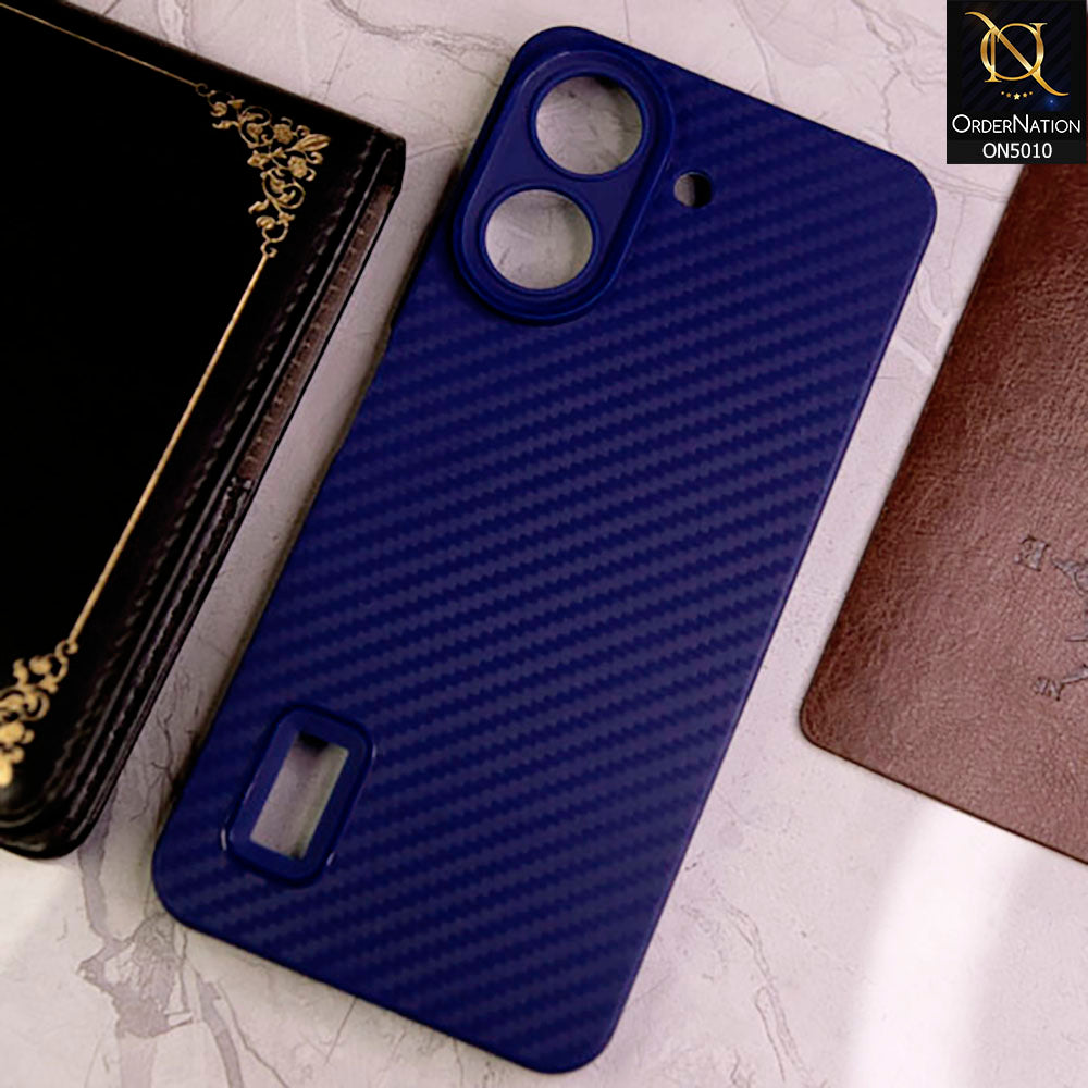 Xiaomi Redmi 13C Cover - Blue - New Carbon Fiber Ultra Thin Matte Soft Case With Logo Hole