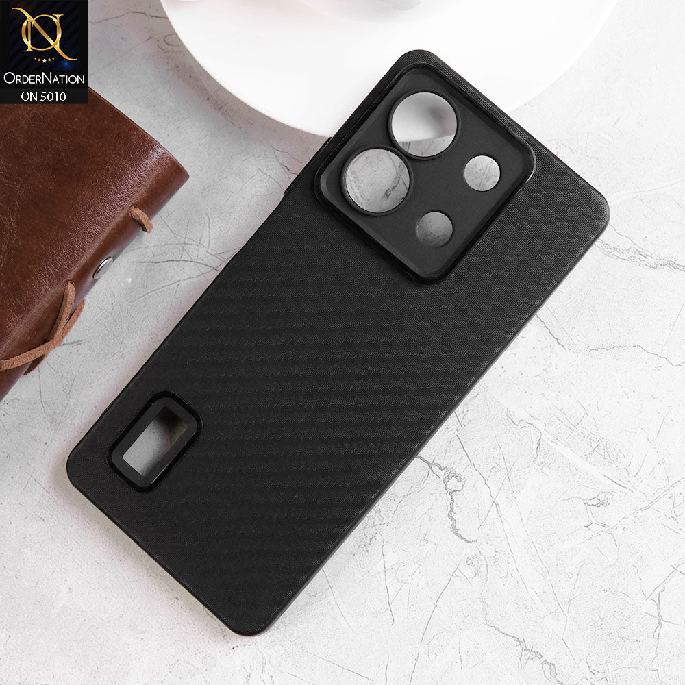 Xiaomi Redmi Note 13 Cover - Black - New Carbon Fiber Ultra Thin Matte Soft Case With Logo Hole