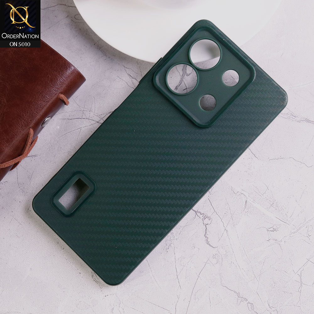 Xiaomi Redmi Note 13 Cover - Green - New Carbon Fiber Ultra Thin Matte Soft Case With Logo Hole