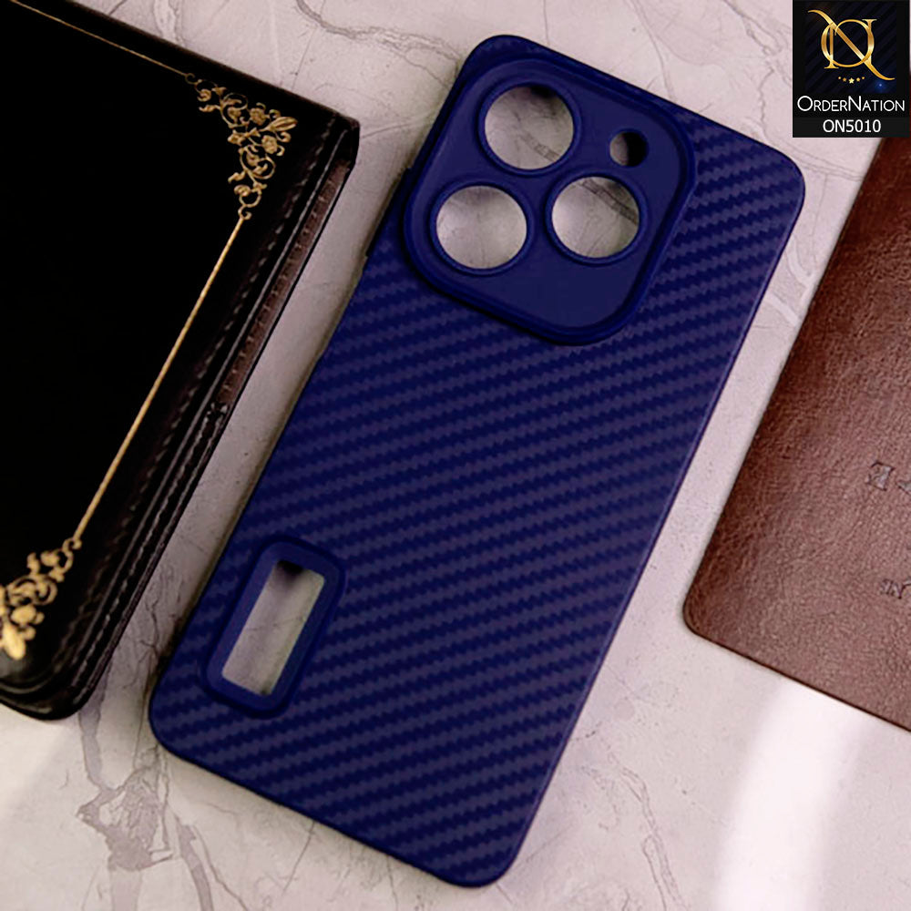 Infinix Smart 8 Cover - Blue - New Carbon Fiber Ultra Thin Matte Soft Case With Logo Hole