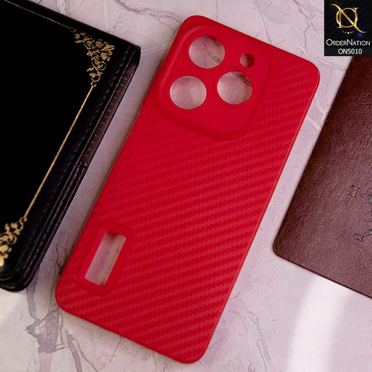 Infinix Smart 8 Cover - Red - New Carbon Fiber Ultra Thin Matte Soft Case With Logo Hole
