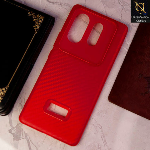 Infinix Zero 30 Cover - Red - New Carbon Fiber Ultra Thin Matte Soft Case With Logo Hole