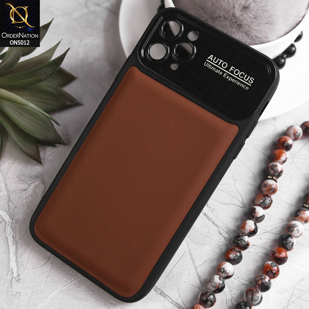 iPhone 11 Pro Max Cover - Brown - New Essentials Forip Leather Auto Focus Soft Silicon Case