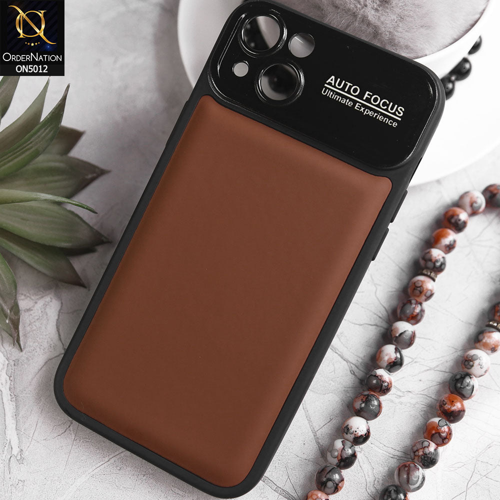 iPhone 14 Plus Cover - Brown - New Essentials Forip Leather Auto Focus Soft Silicon Case