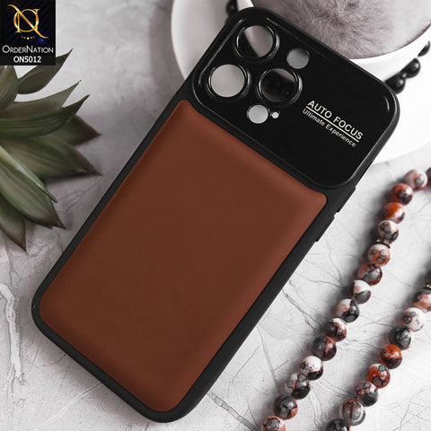 iPhone 14 Pro Max Cover - Brown - New Essentials Forip Leather Auto Focus Soft Silicon Case