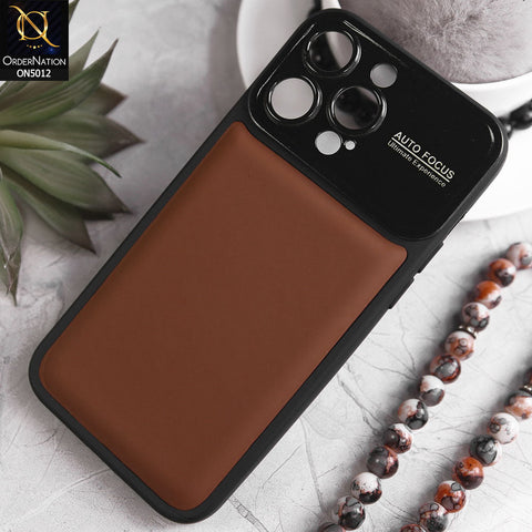 iPhone 15 Pro Max Cover - Brown - New Essentials Forip Leather Auto Focus Soft Silicon Case