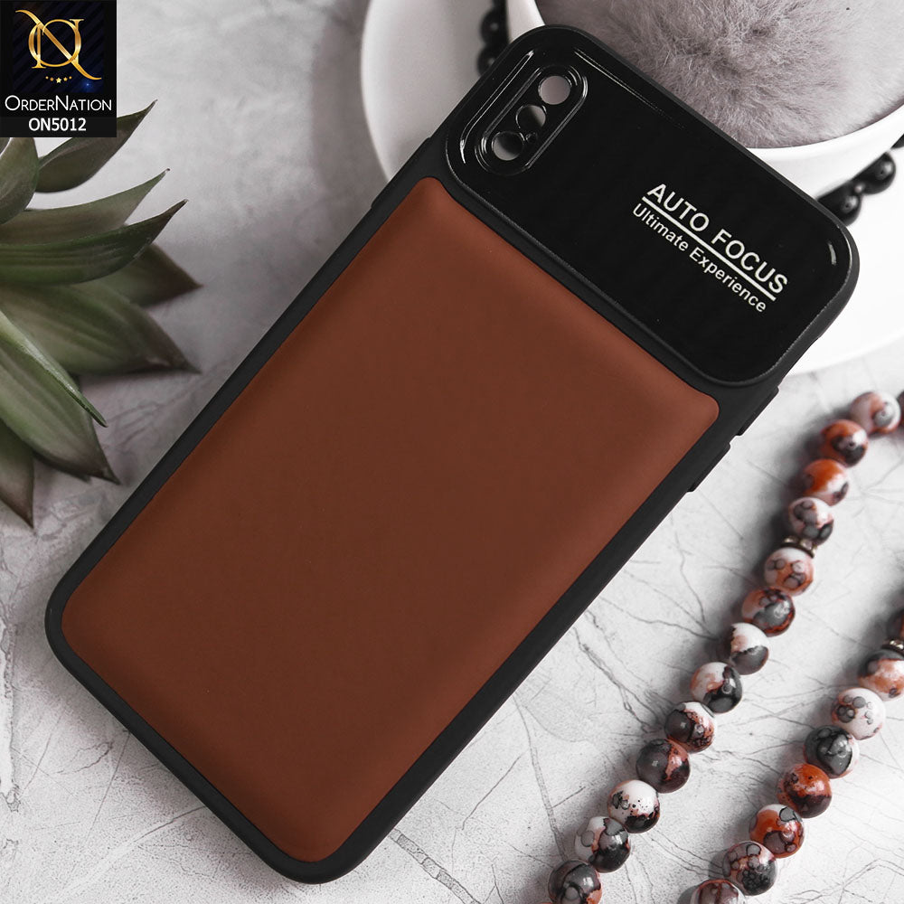 iPhone XS Max Cover - Brown - New Essentials Forip Leather Auto Focus Soft Silicon Case