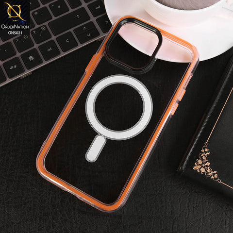 iPhone 15 Pro Max Cover - Orange - 360 Airbag Anti-shock Color Borders Clear Protective Soft Case