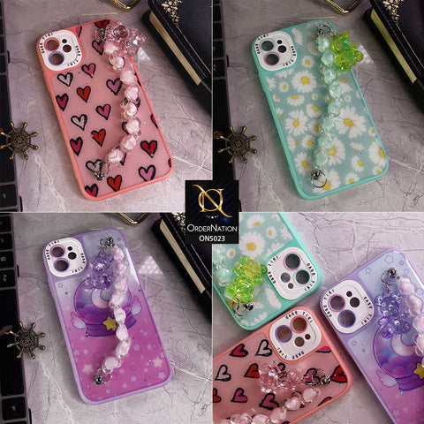 iPhone 8 Plus / 7 Plus Cover - Seagreen - New Spring Dreams Series Cristal Heart and Bear Holder Soft Borders Camera Protection Case