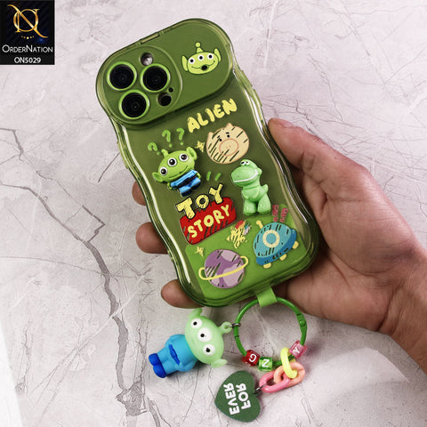 iPhone 14 Pro Max Cover - Green - Cute Cartoon Toy Story Camera Flip Mirror Stand Soft Case With Holder