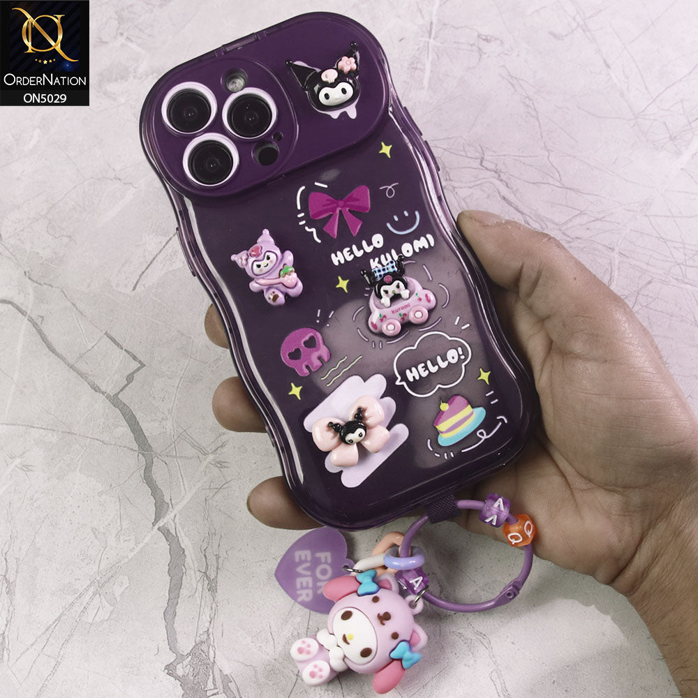 iPhone 14 Pro Max Cover - Purple - Cute Cartoon Toy Story Camera Flip Mirror Stand Soft Case With Holder