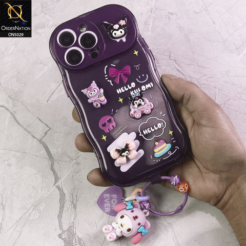 iPhone 14 Pro Max Cover - Purple - Cute Cartoon Toy Story Camera Flip Mirror Stand Soft Case With Holder