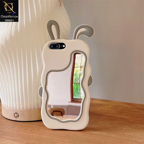 iPhone 8 Plus / 7 Plus Cover - Gray - 360-Degree Protection Cute Cartoon Bunny Mirror Soft Silicone Case