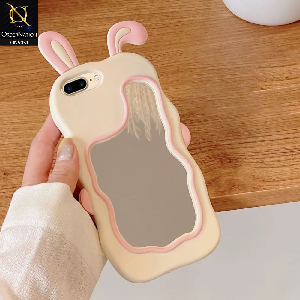 iPhone 8 Plus / 7 Plus Cover - Pink - 360-Degree Protection Cute Cartoon Bunny Mirror Soft Silicone Case