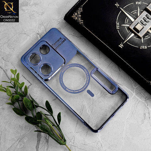 Tecno Camon 20 Cover - Sierra Blue - New Electroplating Color Borders Camera Protection Magsafe Design Soft Transparent Case With Logo Hole