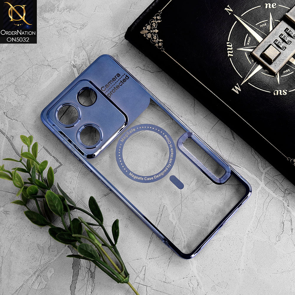 Tecno Camon 20 Pro Cover - Sierra Blue - New Electroplating Color Borders Camera Protection Magsafe Design Soft Transparent Case With Logo Hole