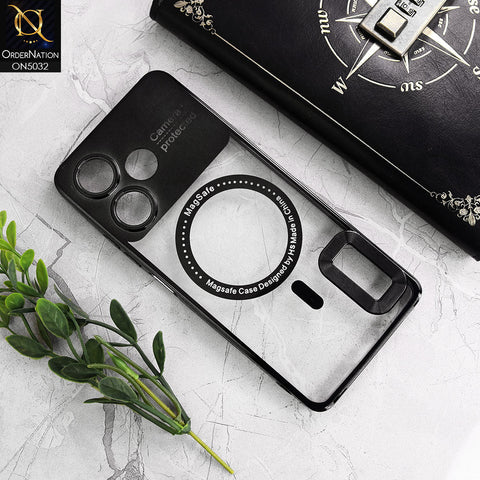Infinix Hot 30 Cover - Black - New Electroplating Color Borders Camera Protection Magsafe Design Soft Transparent Case With Logo Hole