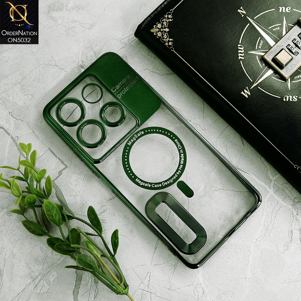 Infinix Note 30 Cover - Green - New Electroplating Color Borders Camera Protection Magsafe Design Soft Transparent Case With Logo Hole