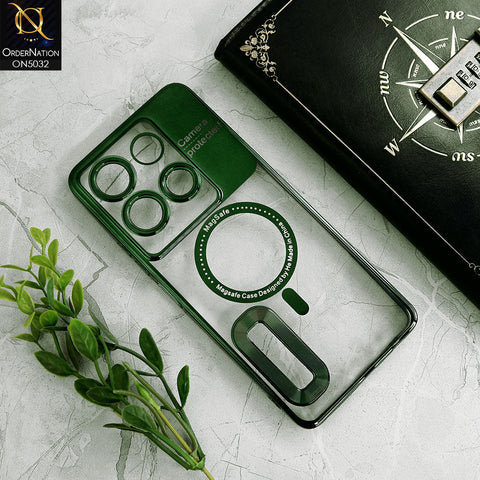 Infinix Note 30 Cover - Green - New Electroplating Color Borders Camera Protection Magsafe Design Soft Transparent Case With Logo Hole