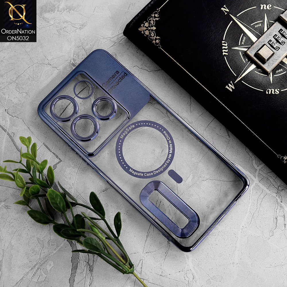 Infinix Note 30 Cover - Sierra Blue - New Electroplating Color Borders Camera Protection Magsafe Design Soft Transparent Case With Logo Hole