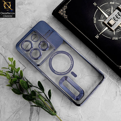 Infinix Note 30 Cover - Sierra Blue - New Electroplating Color Borders Camera Protection Magsafe Design Soft Transparent Case With Logo Hole