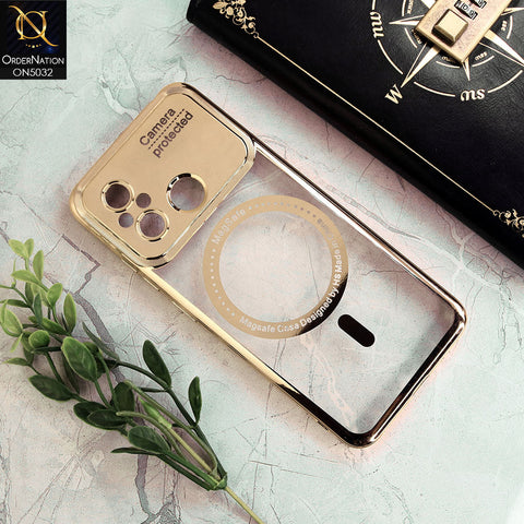 Xiaomi Poco C55 Cover - Golden - New Electroplating Color Borders Camera Protection Magsafe Design Soft Transparent Case With Logo Hole