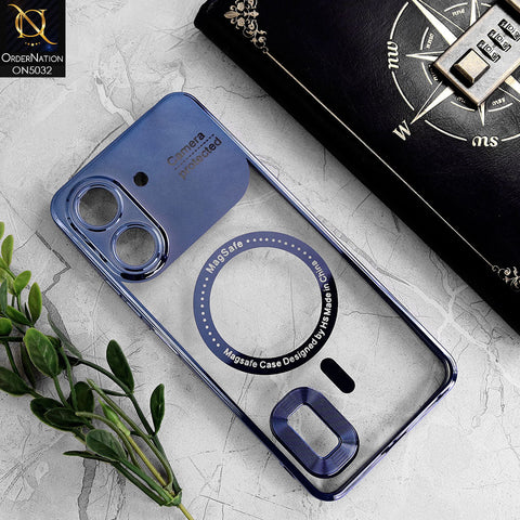 Xiaomi Poco C65 Cover - Sierra Blue - New Electroplating Color Borders Camera Protection Magsafe Design Soft Transparent Case With Logo Hole