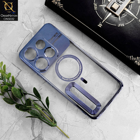 Infinix Smart 7 Cover - Sierra Blue - New Electroplating Color Borders Camera Protection Magsafe Design Soft Transparent Case With Logo Hole
