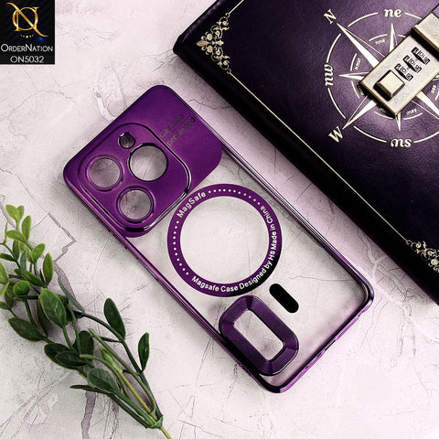 Infinix Smart 8 Cover - Purple - New Electroplating Color Borders Camera Protection Magsafe Design Soft Transparent Case With Logo Hole