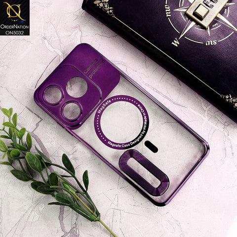 Tecno Spark 10C Cover - Purple - New Electroplating Color Borders Camera Protection Magsafe Design Soft Transparent Case With Logo Hole