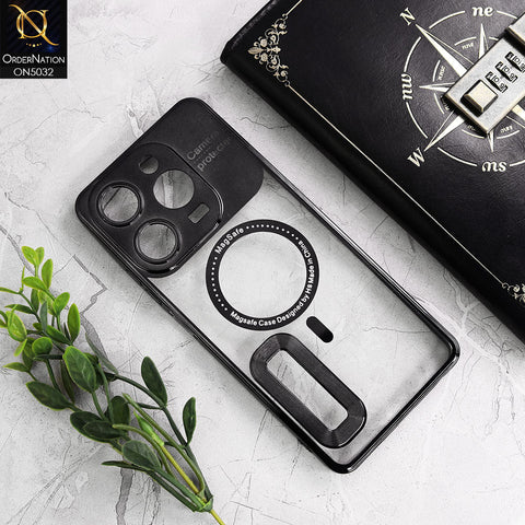 Tecno Spark 10 Pro Cover - Black - New Electroplating Color Borders Camera Protection Magsafe Design Soft Transparent Case With Logo Hole