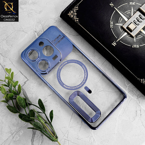 Tecno Spark 10 Pro Cover - Sierra Blue - New Electroplating Color Borders Camera Protection Magsafe Design Soft Transparent Case With Logo Hole