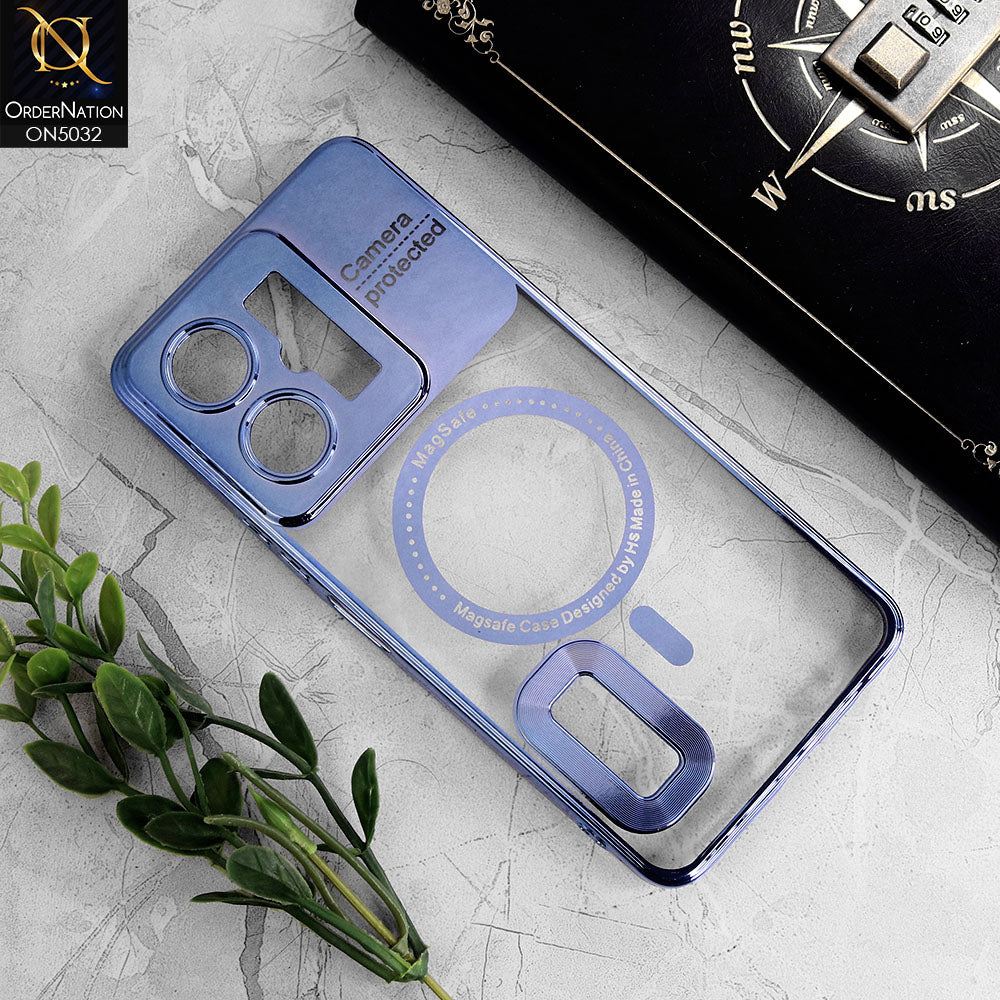 Vivo Y27 Cover - Sierra Blue - New Electroplating Color Borders Camera Protection Magsafe Design Soft Transparent Case With Logo Hole