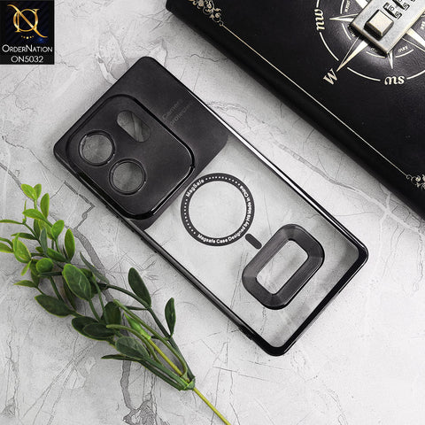 Infinix Zero 30 4G Cover - Black - New Electroplating Color Borders Camera Protection Magsafe Design Soft Transparent Case With Logo Hole