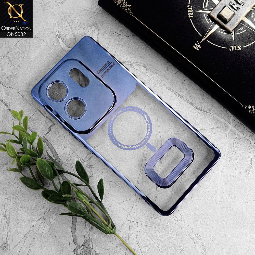 Infinix Zero 30 4G Cover - Sierra Blue - New Electroplating Color Borders Camera Protection Magsafe Design Soft Transparent Case With Logo Hole