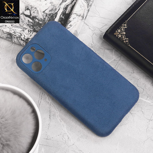 iPhone 11 Pro Cover - Blue - New Suede Leather Textured PC Protective Case