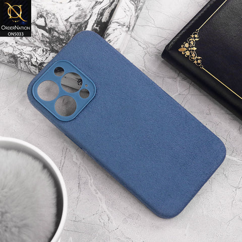 iPhone 13 Pro Cover - Blue - New Suede Leather Textured PC Protective Case