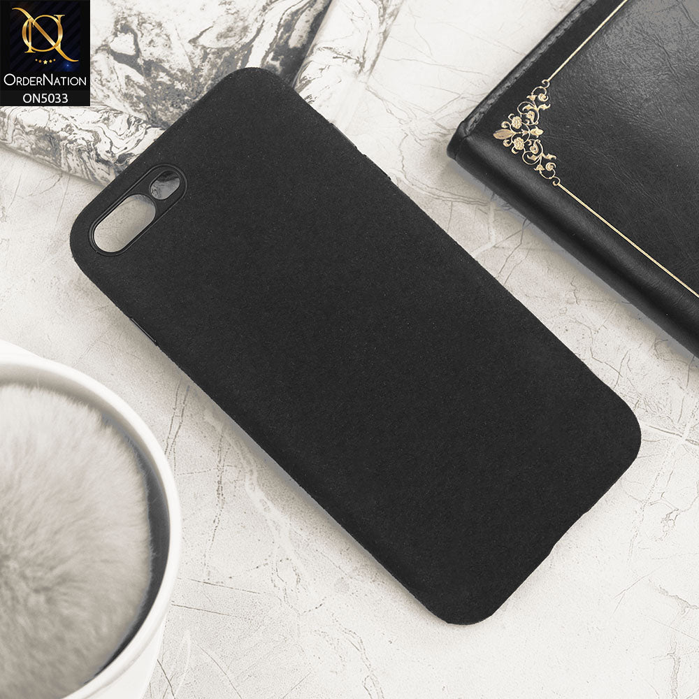 iPhone 8 Plus / 7 Plus Cover - Black - New Suede Leather Textured PC Protective Case