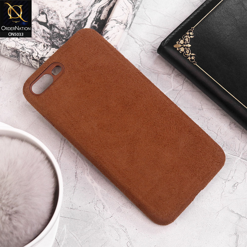 iPhone 8 Plus / 7 Plus Cover - Brown - New Suede Leather Textured PC Protective Case