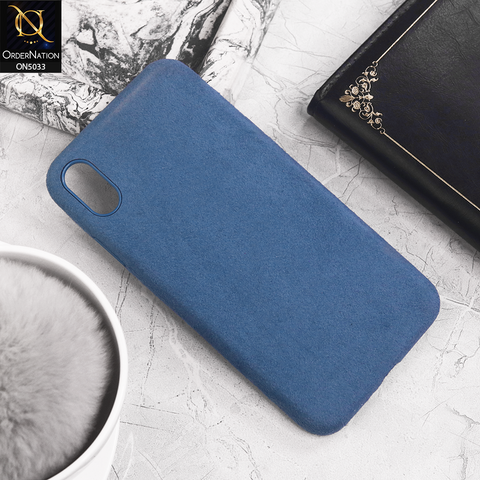 iPhone XS Max Cover - Blue - New Suede Leather Textured PC Protective Case
