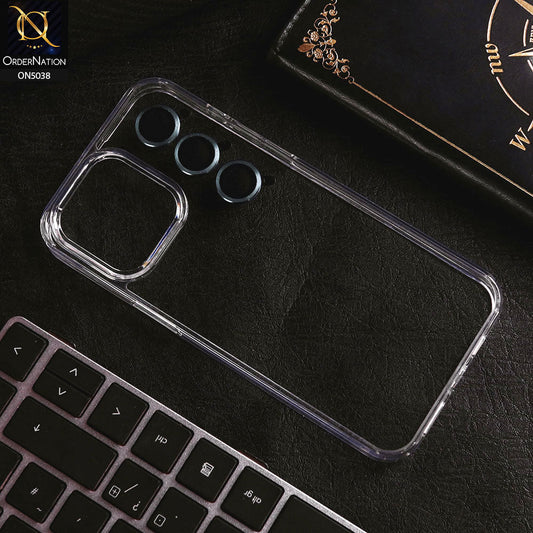 iPhone 13 Pro Max Cover - Sierra Blue - 360 Degree Protection Series - Shock Proof Cristal Clear Soft Case with Color Metal Rings Camera Lens Protectors